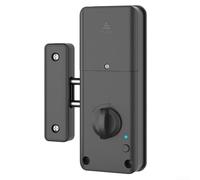 for smart Door Lock, for TTlock Invisible Wooden Door with APP Card for unlock Electronic No-Drill All-in-One for mini Program Indoor Card-Swipe(Black)