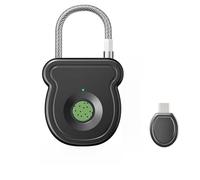 for smart Fingerprint Padlock with Decoder Type-C Rechargeable 0.5S for Unlock Anti-Theft Steel Cable for Gym Lockers Backpacks Suitcases