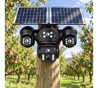 for Smart Solar Camera Triple Lens Outdoor Wireless Camera for | Weatherproof, 3 Panel View, 2 Way Aaudio, 9Mp,With PIR Detection System , Motion Alerts, Remote Monitoring Via App
