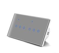 For Smart WiFi Touch Light Switch 2 Gang, Glass Panel Wall Switch for Tuya For Smart Life App & For Alexa Voice Control, 100-240V AC Neutral Live Wire Required, Grey(6 Gang)