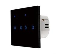 For Smart WiFi Touch Light Switch 2 Gang, Glass Panel Wall Switch for Tuya For Smart Life App, Voice Control Compatible with For Alexa and Google Home, 10A 220V(4 Gang-Black)