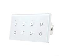 For Smart WiFi Touch Wall Switch 2 Gang, Tempered Glass Panel Live Wire Control, Works with For Tuya App For Alexa Google Home, UK Standard 100-240V for Lighting(white 2gang)