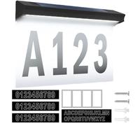 For Solar Address - 12 x 5.6 x 21.6 cm ABS | LED House Number Signs - Illuminated with 2 Modes, Waterproof, Long Lasting | With Address for Patio, Garden, Home, Cort