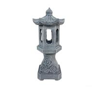 for Solar Pagoda Lantern Resin Grey 12.6in Waterproof Asian Garden Ornament for Solar Light Grey Resin Flickering Flame LED for Solar Lantern for Patio Resin for Solar Tower Lamp 12.6inch(City lights)