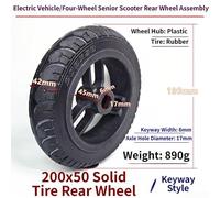 for Solid Tire Wheel Set 200x50mm for Mobility Scooter for Solid(17mm) | Plastic wheel hubs, lightweight yet sturdy, smooth mobility on pavement, indoor outdoor use, black finish