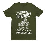 for Some There's Therapy for The Rest of Us Motorcycles - Biker - Funny Graphic Men's T-Shirt - Casual Printed Tee - Great Gift for Dad, Husband or Brother - Green - L