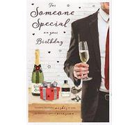 for Someone Special Male Gifts Champagne Design Happy Birthday Card Lovely Verse