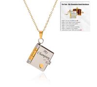 For Son - My Champion Book Necklace, Adjustable Customized Name 18k Gold Openable Book Necklaces with 6 Pages, Personalized Mini Engraved Necklaces, Son Gifts from Dad Mom