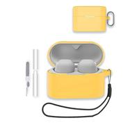 for Sony WF-1000XM6 Case, WUNIAK Soft Silicone Protective Portable Scratch Shock Resistant Shell with Cleaner Kit & Carabiner & Lanyard for Sony WF-1000XM6 Cover,Yellow