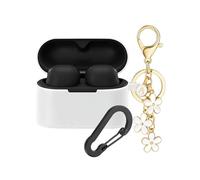 for Sony WF-1000XM6 Cute Case Cover with Keychain for Women Girl, Soft Silicone Earbuds Protective Skin Case for Sony WF1000XM6 (2026 Model) with Flower Key Chain (White)
