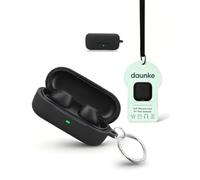for SONY WF-C510 Wireless Earbuds,daunke Soft Silicone Protective Cover,Skin Case with Carabiner,Full Protection,Black