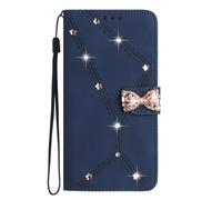 for Sony Xperia 1 VI 2024 Case, 3D Glitter Sparkle Bling Cover Shock-Absorption Flip PU Leather Protective Bumper with Magnetic Stand Card Holder Slots for Sony Xperia 1 VI 2024 blue