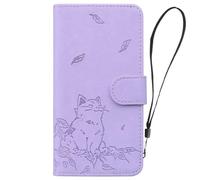 for Sony Xperia 10 VI Case, Shockproof PU Leather Wallet Phone Case Embossed Persian Cat with Stand Card Slot Holder Notebook Slim Fit TPU Bumper Flip Folio Protective Cover Purple