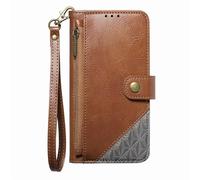 for Sony Xperia 10 VII 2025 Wallet Case with Card Holders Wrist Strap, PU Leather Flip Zipper Pocket Phone Cover, Brown