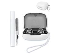 for Soundcore by Anker C30i Case Cover, Soft Silicone Protective Portable Scratch Shock Resistant Compatible with Anker Soundcore C30i Hard Shell with Cleaner Kit & Carabiner & Lanyard，White