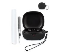 for Soundcore by Anker P20i Case Cover, Soft Silicone Protective Portable Scratch Shock Resistant Compatible with Anker Soundcore P20i Hard Shell with Cleaner Kit & Carabiner & Lanyard,Black