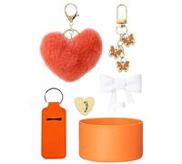 for Stanley Cup Accessories Set, 6PCS Stanley Cup Decor, Includes Splash Cover, Coaster, Straw Cover, Water Bottle Handle Strap, Stanley Charms for Stanley Cup 40oz and 30oz Tumbler (Orange)
