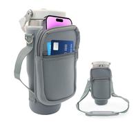 for Stanley Iceflow Flip Straw Tumbler 30 oz, Water Bottle Cup Holder Cover Carrier Sling Bag with Strap, Pouch Pocket for Phone / Accessories, add Handle for Stanley Flip Straw, Neoprene (Grey)