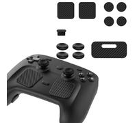 For Steam Controller 2026 12-in-1 Protection Kit with Silicone Joystick Caps, Carbon Fiber Touchpad & Button Stickers, Type-C Dust Plug, Puck Protector