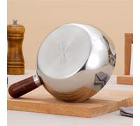 for Steel Electric Pot with Wooden Bottom Sauces 14 Centimeter Flat Handle Saucepan Stainless Induction Gas Milk Stoves - for Ideal for - Melted Butter Ramen Broth Beverages(14CM)