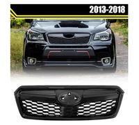 For Subaru For Forester 2013-2018 Front Kidney Grille Gloss Black ABS L Mesh Kit Upper Bumper Racing Grills Car Bumper Radiator Grilles
