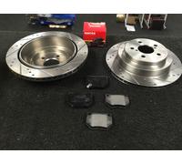 FOR SUBARU IMPREZA WRX TYPE R BRAKE DISC REAR DRILLED GROOVED MINTEX PAD 290M