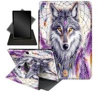 for Surface Pro X Plus 2024,Pro X 2020/2019 13 Inch,360 Degree Rotating Stand Smart Protective Case for New Microsoft Surface Pro X 13 inch Tablet,Dream Catcher Wolf
