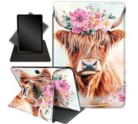 for Surface Pro X Plus 2024,Pro X 2020/2019 13 Inch,360 Degree Rotating Stand Smart Protective Case for New Microsoft Surface Pro X 13 inch Tablet,Pink Flower and Cow