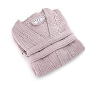 FOR SUSTAINABLE LIFE Muslin Unisex Bathrobe,Turkish 100% Cotton,Soft, Absorbent, Natural Garment Wash (Dried Rose, Large/X-Large)