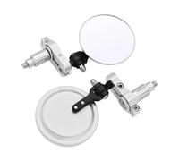 For SUZUKI MSX125 GSR/GSXR 600/750/1000 DRZ400 SV650 GSR600 Handle Bar End Side Mirrors Black Foldable 3" Round 7/8"(Sliver)