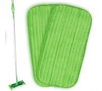 For Swiffer For Sweeper Compatible Microfiber Mop Pads 2 Pack Reusable Washable Highly Absorbent Dual Fabric Green 29x15cm Traps Pet Hair and Debris For Hardwood Vin