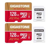 【For Switch 1 Only】GIGASTONE 128GB 2-Pack Micro SD Card, 4K Game Pro, MicroSDXC for Nintendo-Switch 1, GoPro, Camera, DJI, UHD Video, R/W up to 100/50MB/s, UHS-I U3 A2 V30 C10【5-Years Data Recovery】