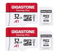 【For Switch 1 Only】GIGASTONE Micro SD Card 32GB 2-Pack with 2x SD Adapter + 2x Mini-case, Gaming Plus, High Speed 90MB/s, Full HD Video Recording, Micro SDHC UHS-I A1 Class 10