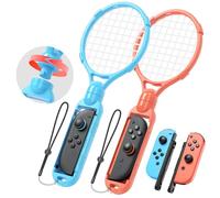 [for Switch 2/ 1] 2 Pack Tennis Rackets for Nintendo Switch 2 Joy-Con(2025), Game Accessories for Mario Tennis Aces, Handle Grip Holder for Switch 2/1 Controller Support Tennis Game (Blue/Orange)