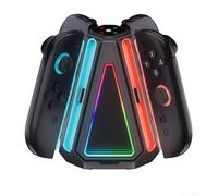 For Switch 2 Controller Charging Dock with 4 in 1 Design Supports Fast Charging of Four For JoyCon Controllers Simultaneously with LED Indicator (Orange/blue)