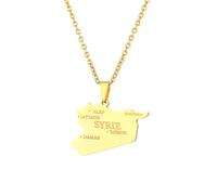 For Syria Flag Stainless Steel Map Pendant Necklaces Map Jewelry Gold Color Items for Bridal Women Man Party Gifts Earrings Sets Round Ball Jewelry (Model 7)