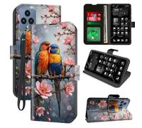 for T-Mobile Revvl 6/6X 5G Wallet Case with RFID Blocking, 4 Card Holders, Kickstand, Wrist Strap - Magnetic PU Leather Flip Phone Case Protective Cover for Women & Men,Two Love Rainbow Lorikeets