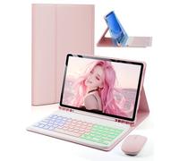 for Tab S6 Lite Case with Keyboard Samsung Galaxy Tab S6 Lite 10.4-inch 2024/2022/2020 Dazzle Magic Keyboard Backlit Built-in Pencil Holder with Mouse Pink