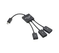 For Tablet Keyboards USB to 2 OTG 3 Ports HUB Host Splitter Cable 3 in 1 Micro-USB Adapter Converter