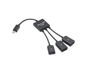 For Tablet Keyboards USB to 2 OTG 3 Ports HUB Host Splitter Cable 3 in 1 Micro-USB Adapter Converter
