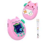 for Tamagotchi Paradise Soft Silicone Case with Flower Series Lanyard,360-degree Full Protective Case Cover with Tamagotchi Paradise, Scratch Shock Protection，Pink