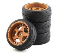 For Tamiya For TT01 TT01E TT02 TT02B XV01 TA06 PTG-2 1/10 65mm Rubber Tire Wheel Tyre 12mm Hex RC For Racing Car Upgrades Parts Accessories RC Car Accessories(Metallic)