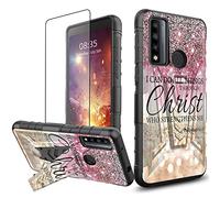 for TCL 4X 5G Phone Case with Screen Protector, Heavy Duty Tough Rugged [Anti-Slip] Kickstand Cell Phone Cover Case for Alcatel TCL 4X 5g T601DL -I can do All Things Through Christ