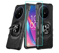 for TCL 60 XE NxtPaper 5G / TCL 50 XL Case with 1 Pack Screen Protector,Dual Layer Hybrid Heavy Duty Defender Protection,Sleek Rugged Reinforced Cushion Corner Kickstand Shockproof Bumper Cover Black