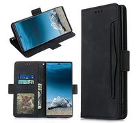 For TCL 605 Case Premium Leather Shockproof Wallet Book Design Magnetic Closure Flip Folio Stand View Full Protection Cover compatible with TCL 605 Phone Case black