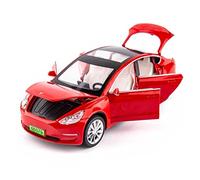 For Tesla 1 32 Simulation Diecast Alloy Car Model Pull Back Collectible Kids Toy Gift Mini Replica Toys(Red)
