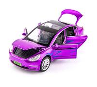 For Tesla 1 32 Simulation Diecast Alloy Car Model Pull Back Collectible Kids Toy Gift Mini Replica Toys(Purple)