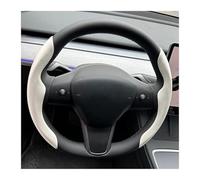 For Tesla For Model For Y 3 For Highland 2024 2023 2022 Carbon Fiber Suede Steering Wheel Cover Steering Wheel Decorative Steering Wheel Covers(Carbon Fiber White)