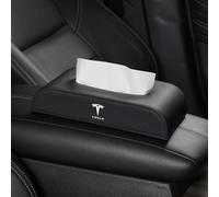 For Tesla Model 3 Model Y Model S Model X Car Tissue Holder Armrests Tissue Box Portable Leather Seat Napkin Holder Multifunctional Organizer Decorative Accessories,normal-Black