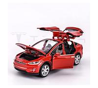 For Tesla Model X90 1 32 Simulation Diecast Alloy SUV Car Model Sound Light Kids Toy Vehicle Collectible Mini Replica Toys(Red)